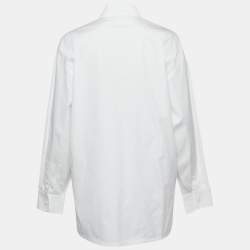 مملوكة مسبقًا Prada White Cotton Logo Detail Full Sleeve Oversized Shirt S