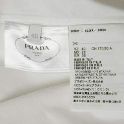 مملوكة مسبقًا Prada White Cotton Logo Detail Full Sleeve Oversized Shirt S
