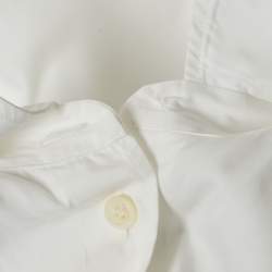 مملوكة مسبقًا Prada White Cotton Logo Detail Full Sleeve Oversized Shirt S