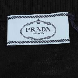 Prada Black Wool Knit Ostrich Feather Top & Pant Suit L