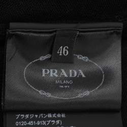 Prada Black Wool Knit Ostrich Feather Top & Pant Suit L