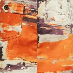 Prada Multicolor Oil Paint Effect Printed Denim Skirt M