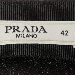 Prada Black Crepe Lace Trim Knee Length Skirt M