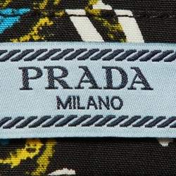 Prada Black Floral Print Cotton Button Front Top S