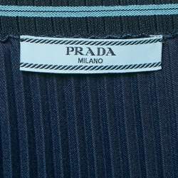 Prada Navy Blue Plisse Midi Skirt M