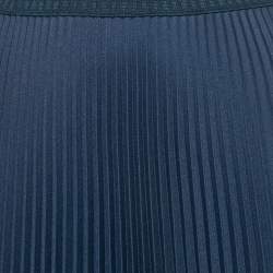 Prada Navy Blue Plisse Midi Skirt M