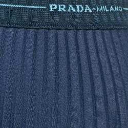 Prada Navy Blue Plisse Midi Skirt M