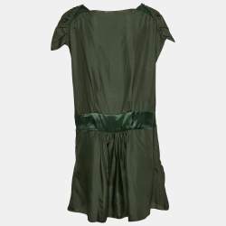 Prada Dark Green Silk Mini Dress M
