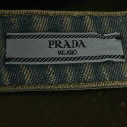 Prada Blue Denim Logo Plaque Bralette Top M