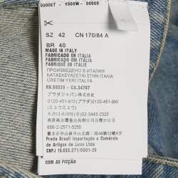 Prada Blue Denim Logo Plaque Bralette Top M