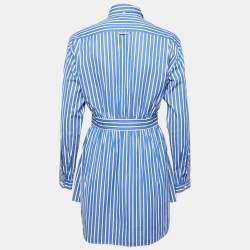 Prada Blue Stripe Cotton Mini Shirt Dress S