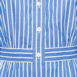 Prada Blue Stripe Cotton Mini Shirt Dress S