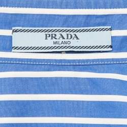 Prada Blue Stripe Cotton Mini Shirt Dress S