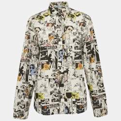 Prada x Brigid Elva White Comic Print Cotton Button-Up Shirt M