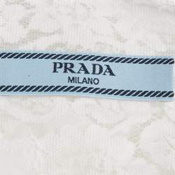 Prada White Cotton Lace Detail Sleeveless Belted Midi Dress L