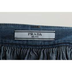 Prada Blue Belted Waist Denim Skirt S