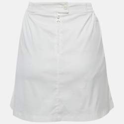 Prada White Cotton Pleated Mini Skirt M