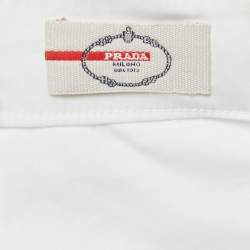 Prada White Cotton Pleated Mini Skirt M