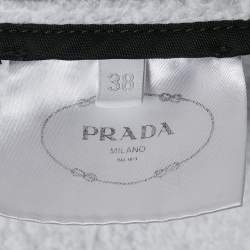 Prada White Enamel Metal Logo Terry Hoodie Jacket S