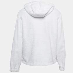 Prada White Enamel Metal Logo Terry Hoodie Jacket S