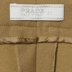Prada Khaki Brown Wool High Waist Trousers M