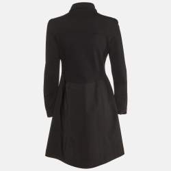 Prada Black Nylon & Knit Paneled Midi Dress L