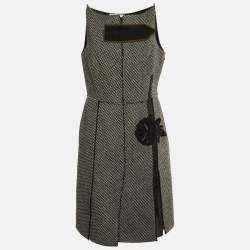 Prada Vintage Black Wool & Mohair Sleeveless Midi Dress L