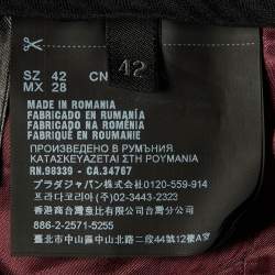 Pre Owned Prada Grey/Burgundy Checked Wool Cuffed Hem Trousers M