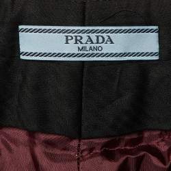 Pre Owned Prada Grey/Burgundy Checked Wool Cuffed Hem Trousers M