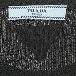 Prada Black Rib Knit Midi Dress M