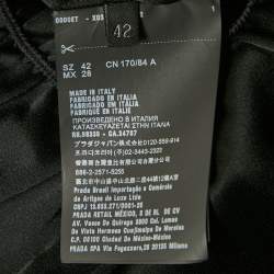 Prada Black Crepe Feather Trim Ruched Top M