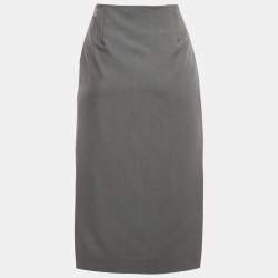 Prada Grey Mohair Wool Blend Pencil Skirt S