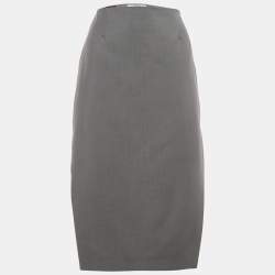 Prada Grey Mohair Wool Blend Pencil Skirt S