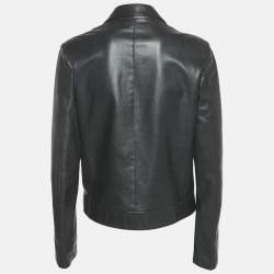 Prada Black Leather Zip-Up Jacket M 