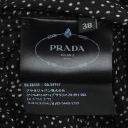 Prada Black Polka Dotted Velvet Silk Midi Dress S