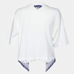 Prada White Jersey Embellished Top S
