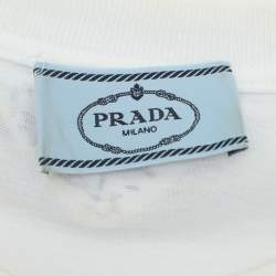 Prada White Jersey Embellished Top S