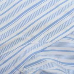 Prada Blue/White Striped Cotton Brocade Ruffle Detail Button Front Shirt M