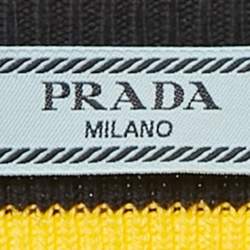 Pre Owned Prada Yellow/Navy Blue Strip Rib Knit Sweater S