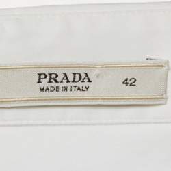 Pre Owned فستان برادا قطن مطاطي أبيض بطيات مقاس متوسط ( ميديوم )