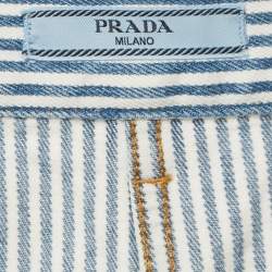 Pre Owned Prada Blue Striped Denim Hight Rise Jeans M Waist 26"