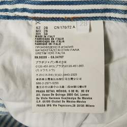 Pre Owned Prada Blue Striped Denim Hight Rise Jeans M Waist 26"