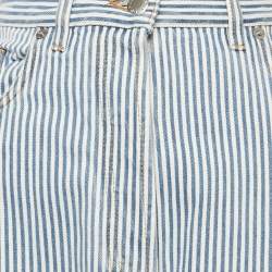 Pre Owned Prada Blue Striped Denim Hight Rise Jeans M Waist 26"