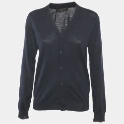 Prada Navy Blue Wool Button Front Cardigan M