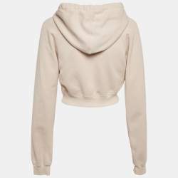 Pre Owned Prada Pink Cotton Knit Cropped Hoodie S