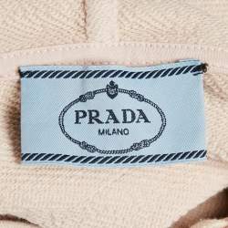 Pre Owned Prada Pink Cotton Knit Cropped Hoodie S
