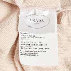 Pre Owned Prada Pink Cotton Knit Cropped Hoodie S
