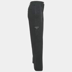 Pre Owned بنطلون برادا قطن جبراردين أسود واسع الساق مقاس صغير - سمول