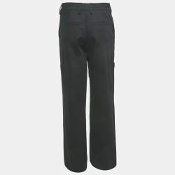 Pre Owned بنطلون برادا قطن جبراردين أسود واسع الساق مقاس صغير - سمول