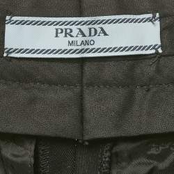 Pre Owned بنطلون برادا قطن جبراردين أسود واسع الساق مقاس صغير - سمول